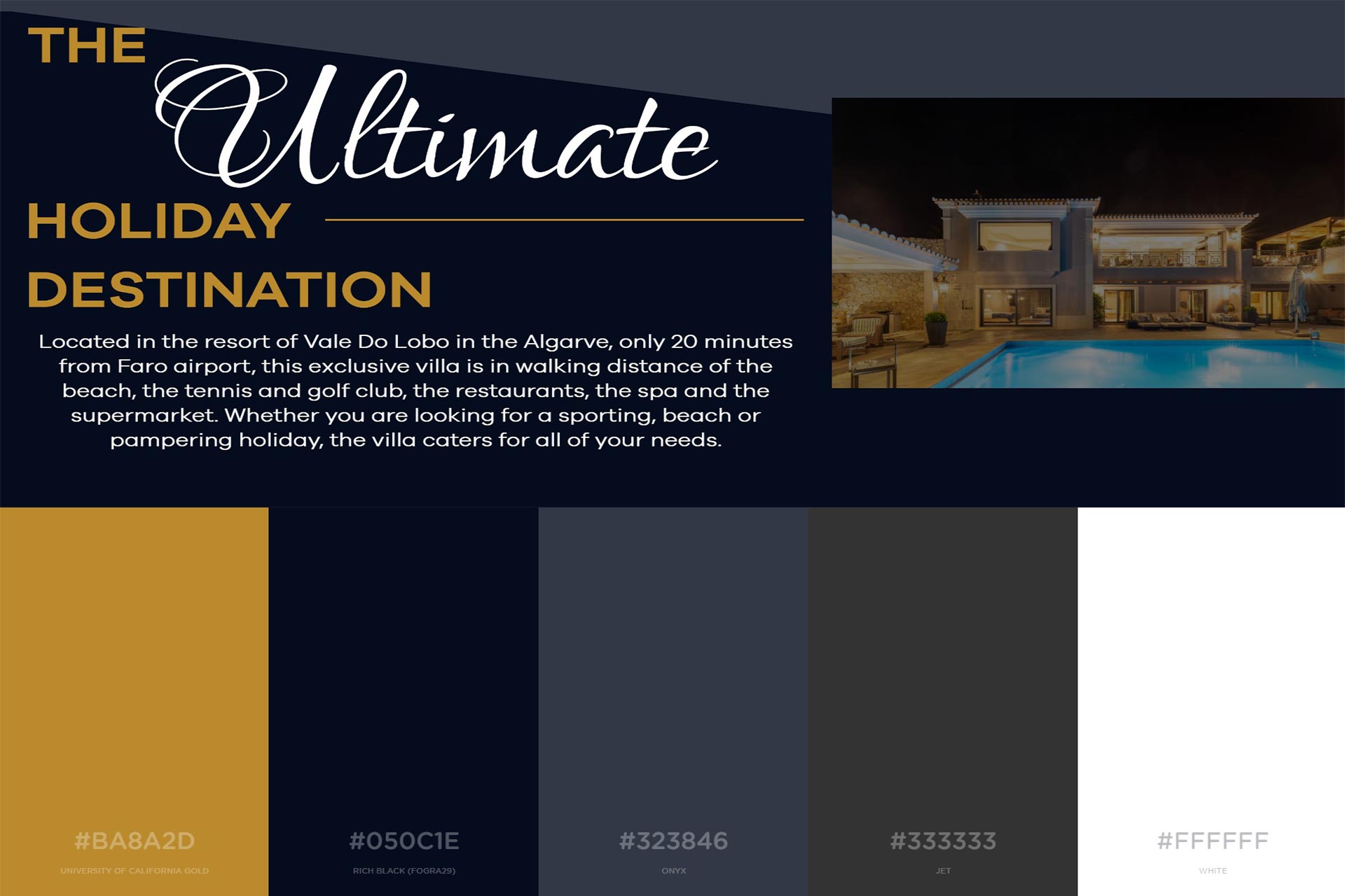 fab villa page intro and colour palette